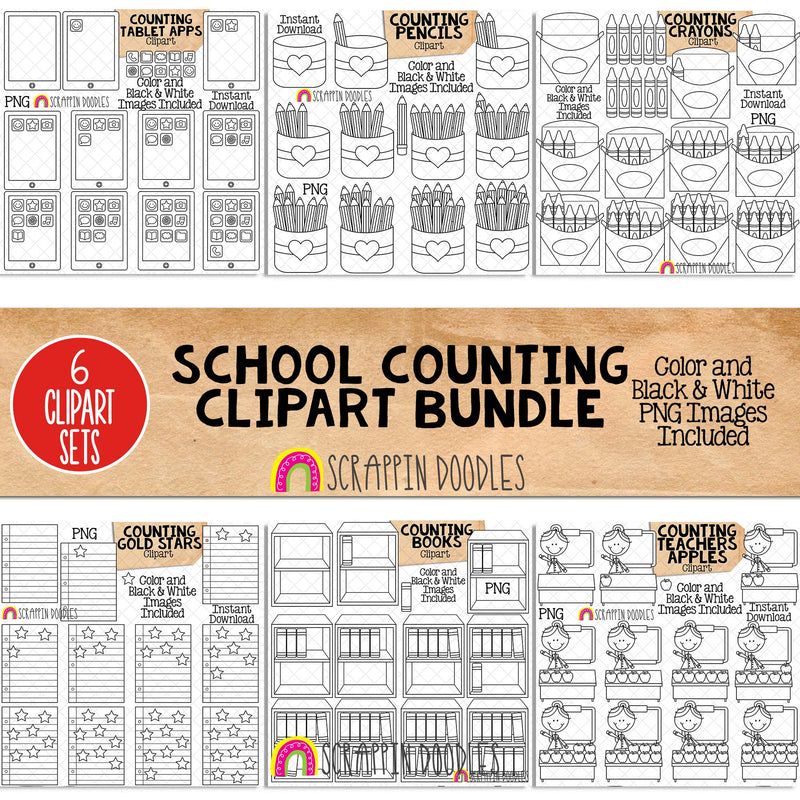 School Counting ClipArt Bundle - Seasonal Math Graphics