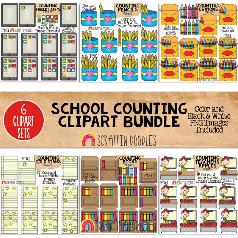 School Counting ClipArt Bundle - Seasonal Math Graphics