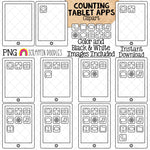 Counting Tablet Apps ClipArt - School Counting - Tablet Applications - Seasonal Math Graphics - Commercial Use PNG