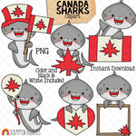 Canada Sharks Clip Art - Grey Shark Clipart - Baby Shark - Canada Day - Canadian Flag- CU - PNG