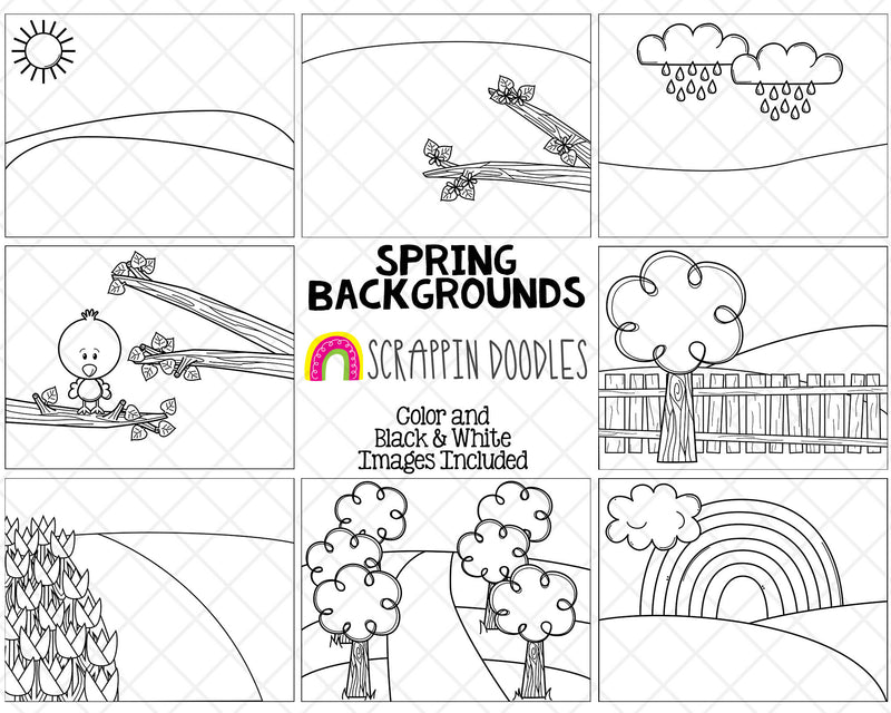 Spring Background Scenes  - Seasonal Back Grounds - Letter Size - CU