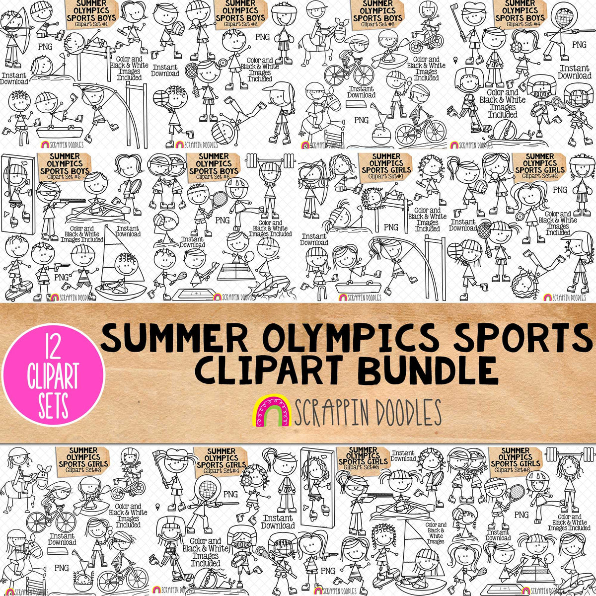 Summer Olympics Sports ClipArt Bundle - 49 Different Olympic Sports