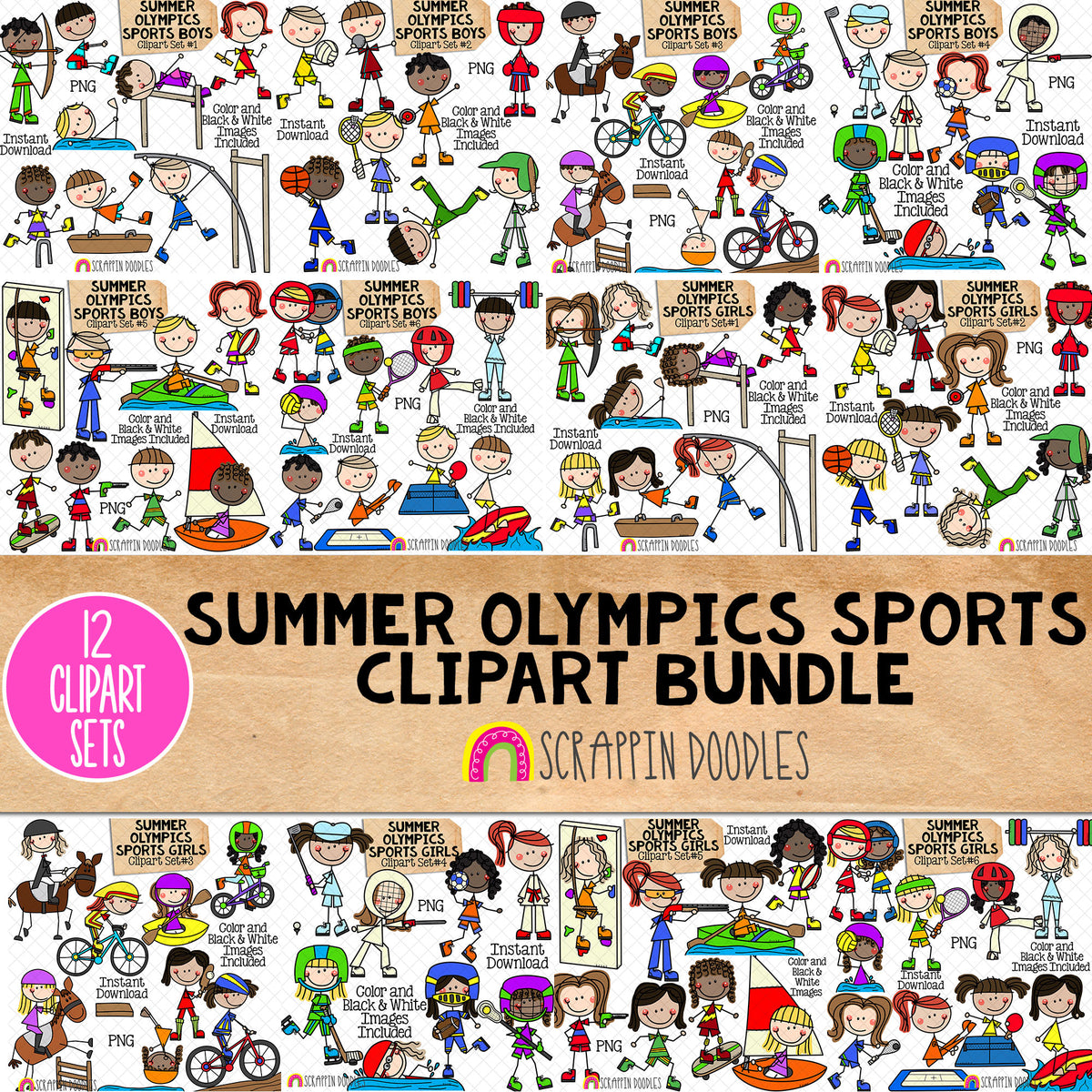 Summer Olympics Sports ClipArt Bundle - 49 Different Olympic Sports