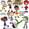 Summer Olympics Sports Boys ClipArt Set 2 - Discus - Shot Put - Badminton - Baseball - Basketball - Boxing - Breaking - Volleyball - Doodle Boys - Commercial Use PNG