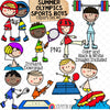 Summer Olympics Sports Boys ClipArt Set 6 - Squash - Surfing - Table Tennis - Taekwondo - Tennis - Trampoline - Water Polo - Weight Lifting - Wrestling - Doodle Boys - Commercial Use PNG