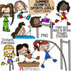 Summer Olympics Sports Girls ClipArt Set 1 - Archery - Gymnastics - Artistic Swimming - Relay Race - Hurdles - Long Jump - High Jump - Pole Vault - Doodle Girls - Commercial Use PNG