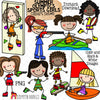 Summer Olympics Sports Girls ClipArt Set 5 - Pentathlon Shooting - Rowing - Rugby - Sailing - Shooting - Skateboarding - Sport Climbing - Running - Doodle Girls - Commercial Use PNG