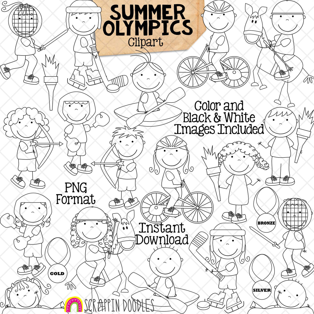 Summer Olympics Clip Art - Sports - Fencing - Hockey - Cycling - Archery - Swimming - Equestrian Sports - Olympic Torch - Commercial Use PNG