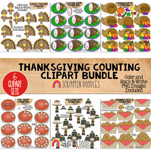 Save big for a limited time on my Thanksgiving Counting ClipArt Bundle - Seasonal Math Graphics - Commercial Use PNG