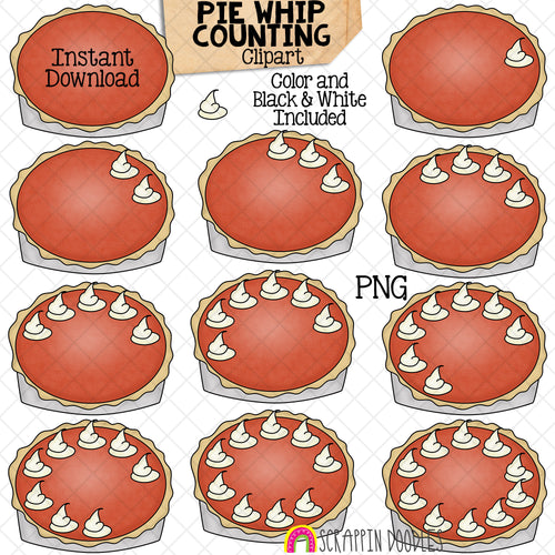 Counting Pumpkin Pie Whipping Cream ClipArt - Thanksgiving PumpkinPie Whip Dollops Clip Art - Seasonal Math Graphics - Commercial Use PNG