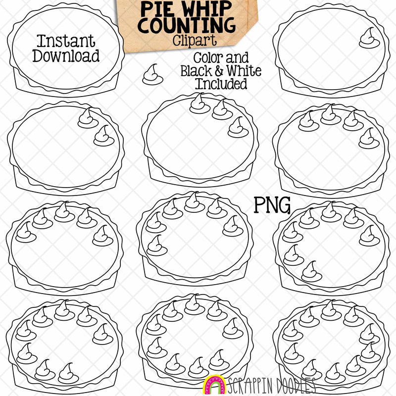 Counting Pumpkin Pie Whipping Cream ClipArt - Thanksgiving PumpkinPie Whip Dollops Clip Art - Seasonal Math Graphics - Commercial Use PNG