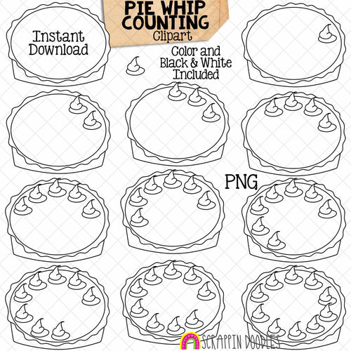 Counting Pumpkin Pie Whipping Cream ClipArt - Thanksgiving PumpkinPie Whip Dollops Clip Art - Seasonal Math Graphics - Commercial Use PNG