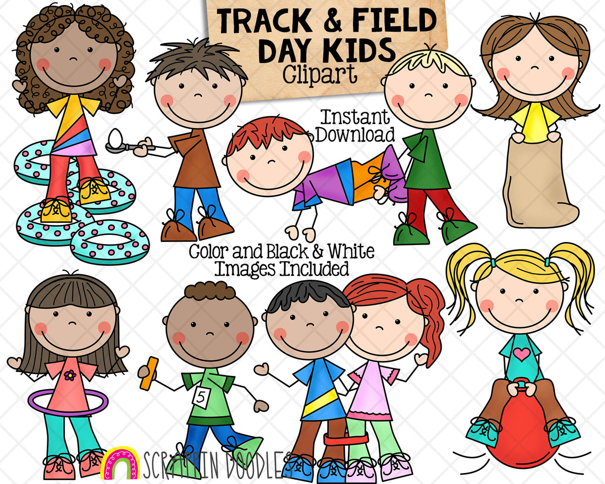 Track and Field Kids - School Tabloid Day - Commercial Use PNG Clip Art