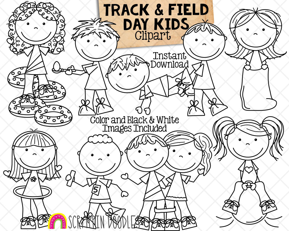 Track and Field Kids - School Tabloid Day - Commercial Use PNG Clip Art