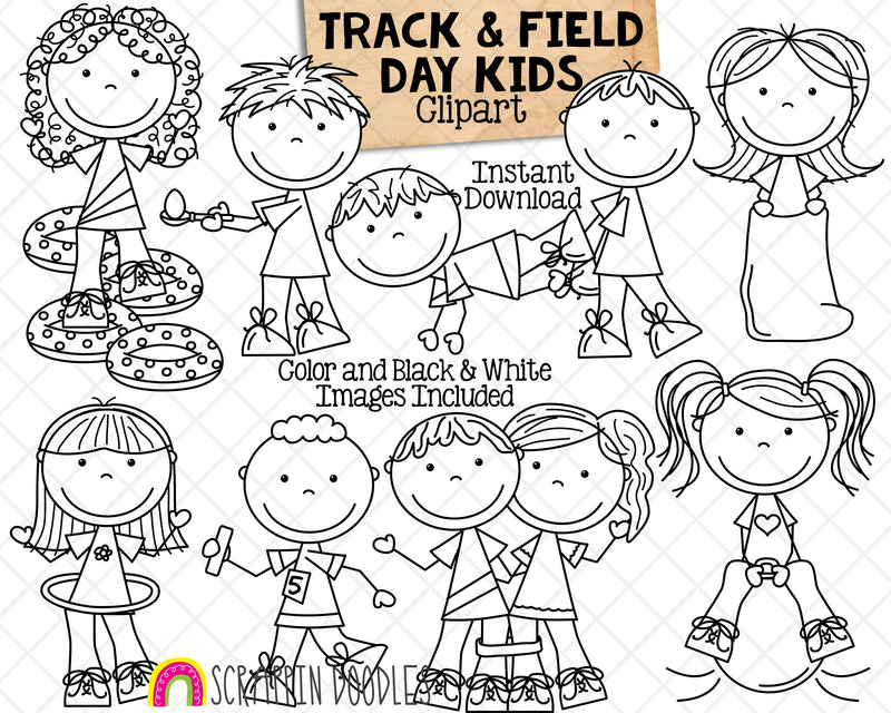 Track and Field Kids - School Tabloid Day - Commercial Use PNG Clip Art