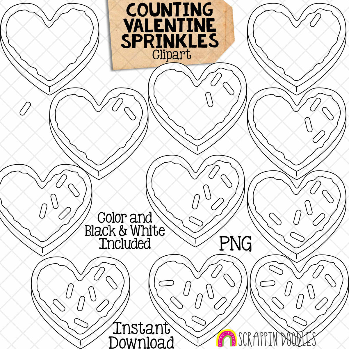 Valentine Counting ClipArt Bundle - Seasonal Math Graphics