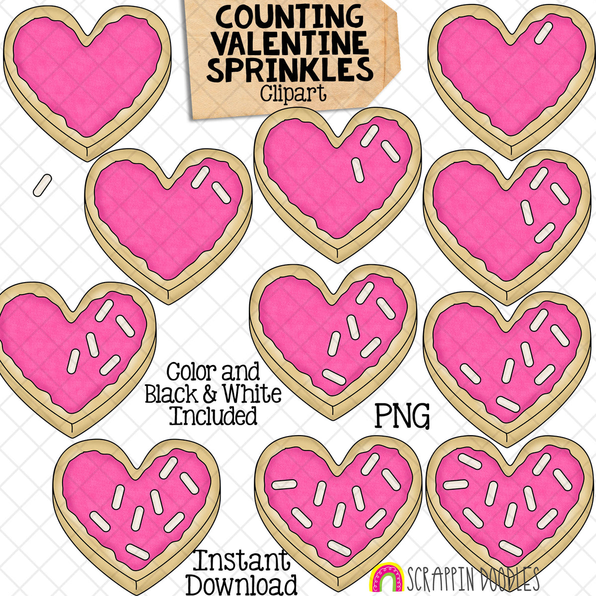 Valentine Counting ClipArt Bundle - Seasonal Math Graphics