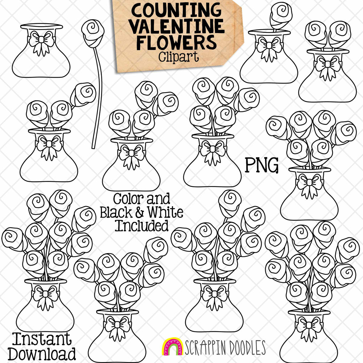 Valentine Counting ClipArt Bundle - Seasonal Math Graphics