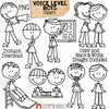 Voice Level Boys Clip Art - Doodle Kids Stick Figure Graphics - Voice Levels - Communication - Whisper - Outside Voices - CU PNG