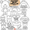 Weather ClipArt - Weather Bear Dress Up - Pauly Polar Bear - Seasonal Clothing - Winter - Spring - Summer - Raining - Paper Doll