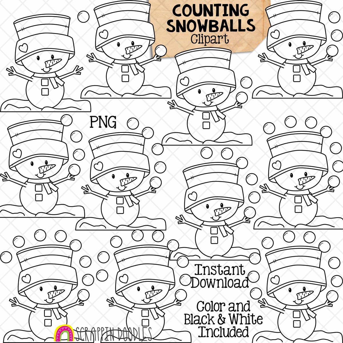 Winter Counting ClipArt Bundle - Ice Cubes - Snowballs - Snowflakes - Marshmallows - Ice Fishing - Icicles - Seasonal Math Graphics - Commercial Use PNG