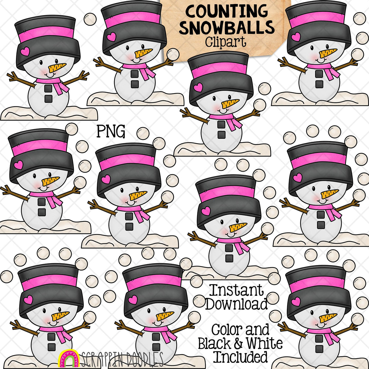 Winter Counting ClipArt Bundle - Ice Cubes - Snowballs - Snowflakes - Marshmallows - Ice Fishing - Icicles - Seasonal Math Graphics - Commercial Use PNG