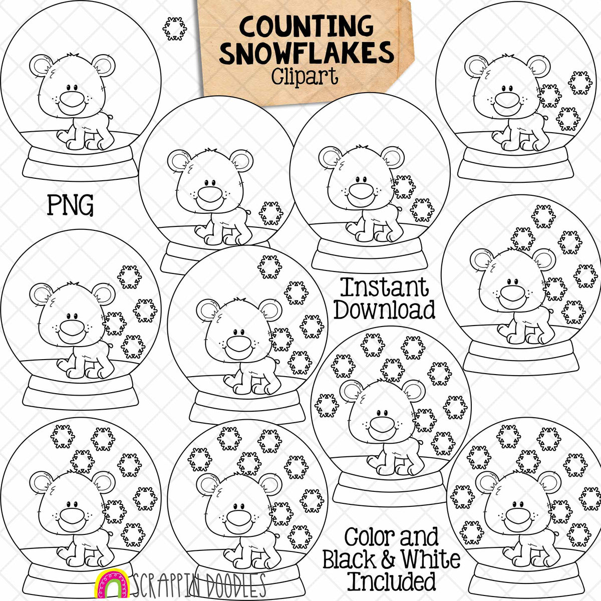 Winter Counting ClipArt Bundle - Ice Cubes - Snowballs - Snowflakes - Marshmallows - Ice Fishing - Icicles - Seasonal Math Graphics - Commercial Use PNG