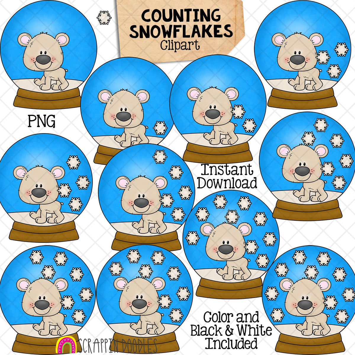 Winter Counting ClipArt Bundle - Ice Cubes - Snowballs - Snowflakes - Marshmallows - Ice Fishing - Icicles - Seasonal Math Graphics - Commercial Use PNG