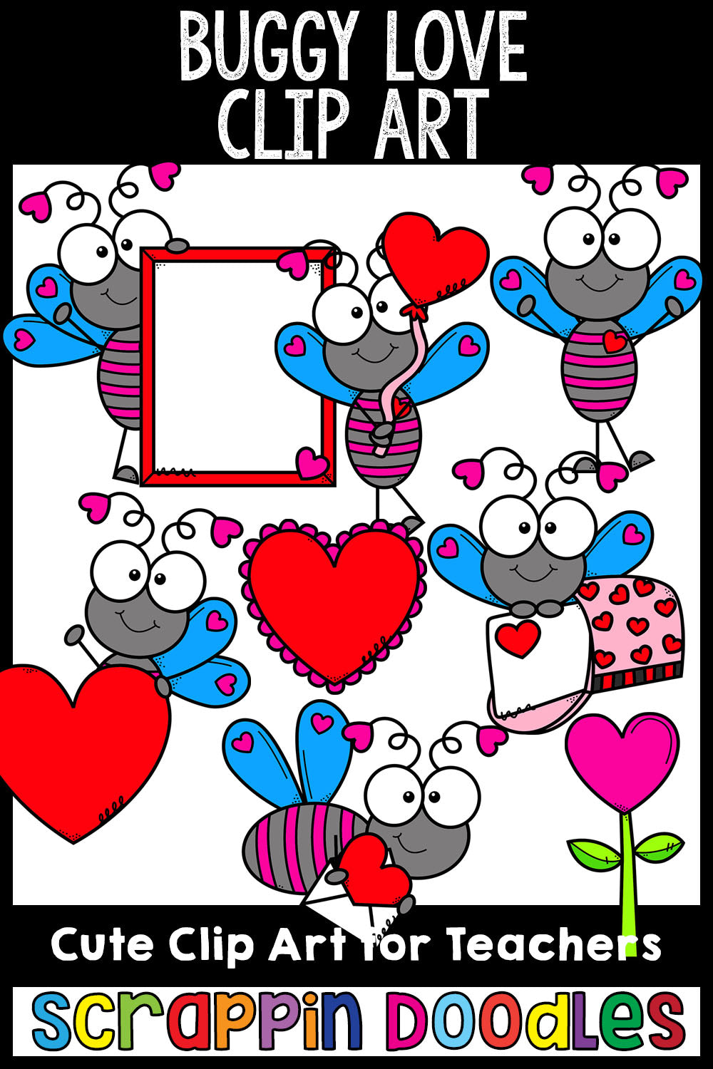 Buggy Love Valentine's Day Clip Art Commercial Use