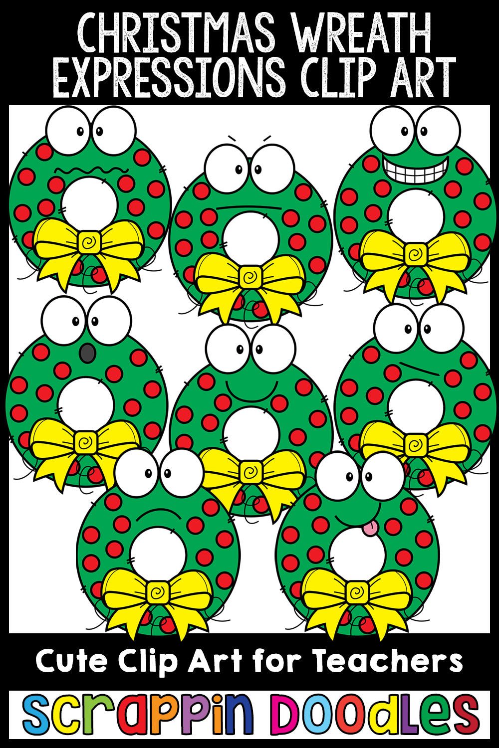 Christmas Wreath Facial Expressions Clip Art Emotions