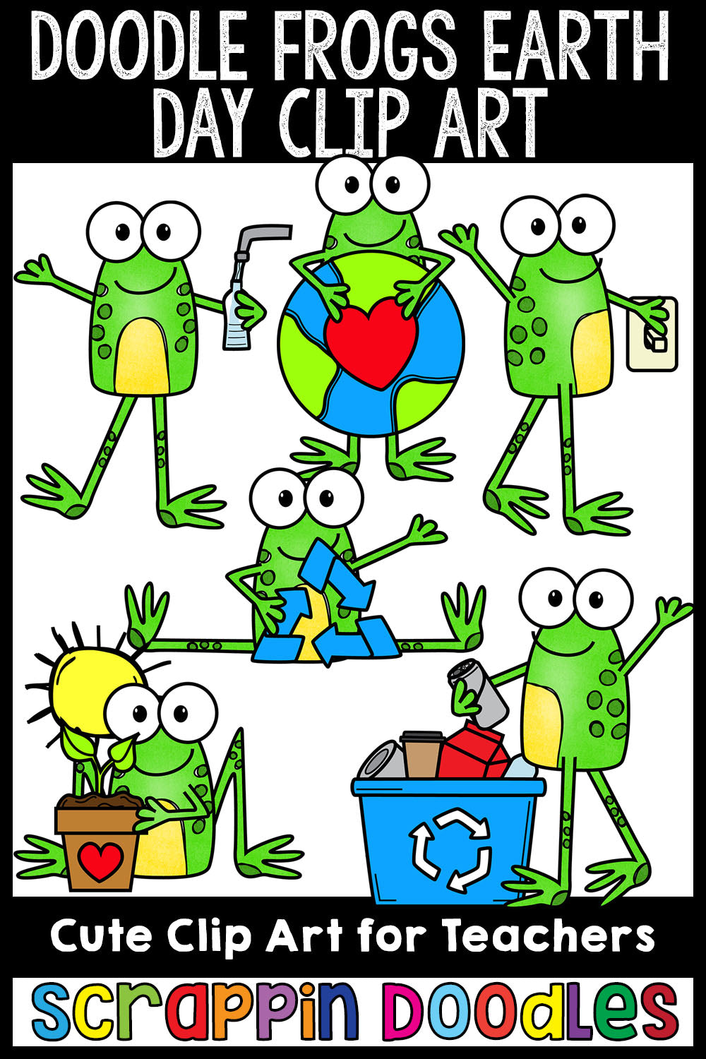 Doodle Frogs Earth Day Clip Art Commercial Use