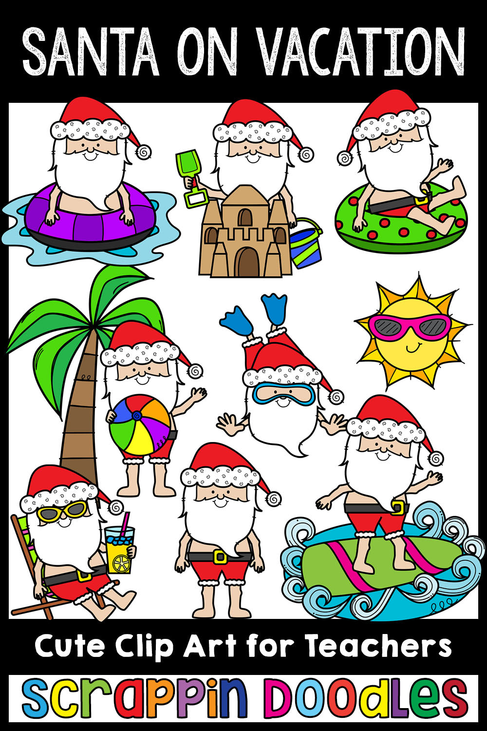 Santa On Vacation Clip Art