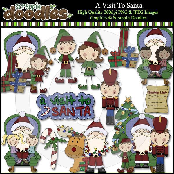 A Visit To Santa - Christmas Clip Art Download