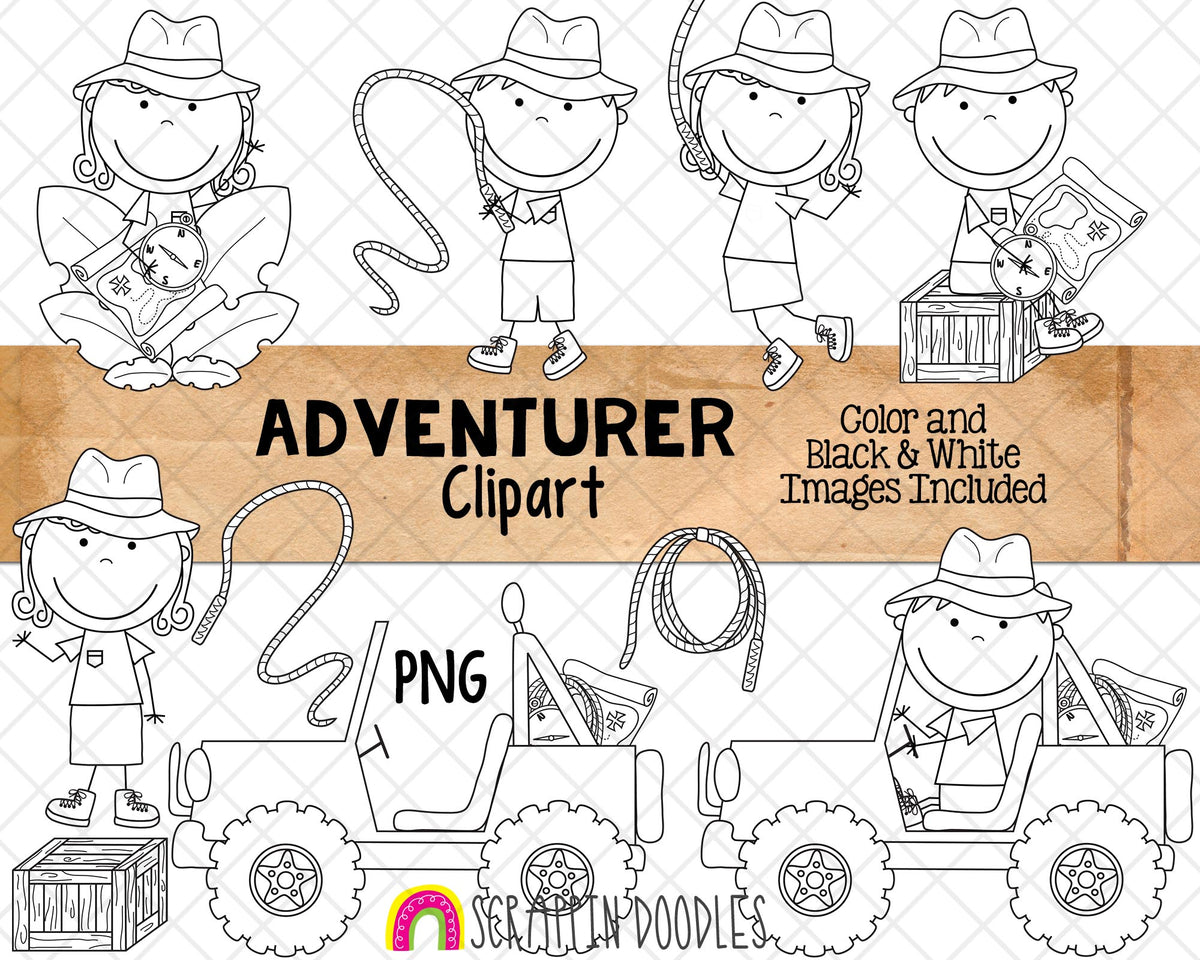 Adventurer ClipArt - Jeep Adventure - Jungle Jeep - Explorer - Treasure Hunter - Commercial Use PNG Sublimation