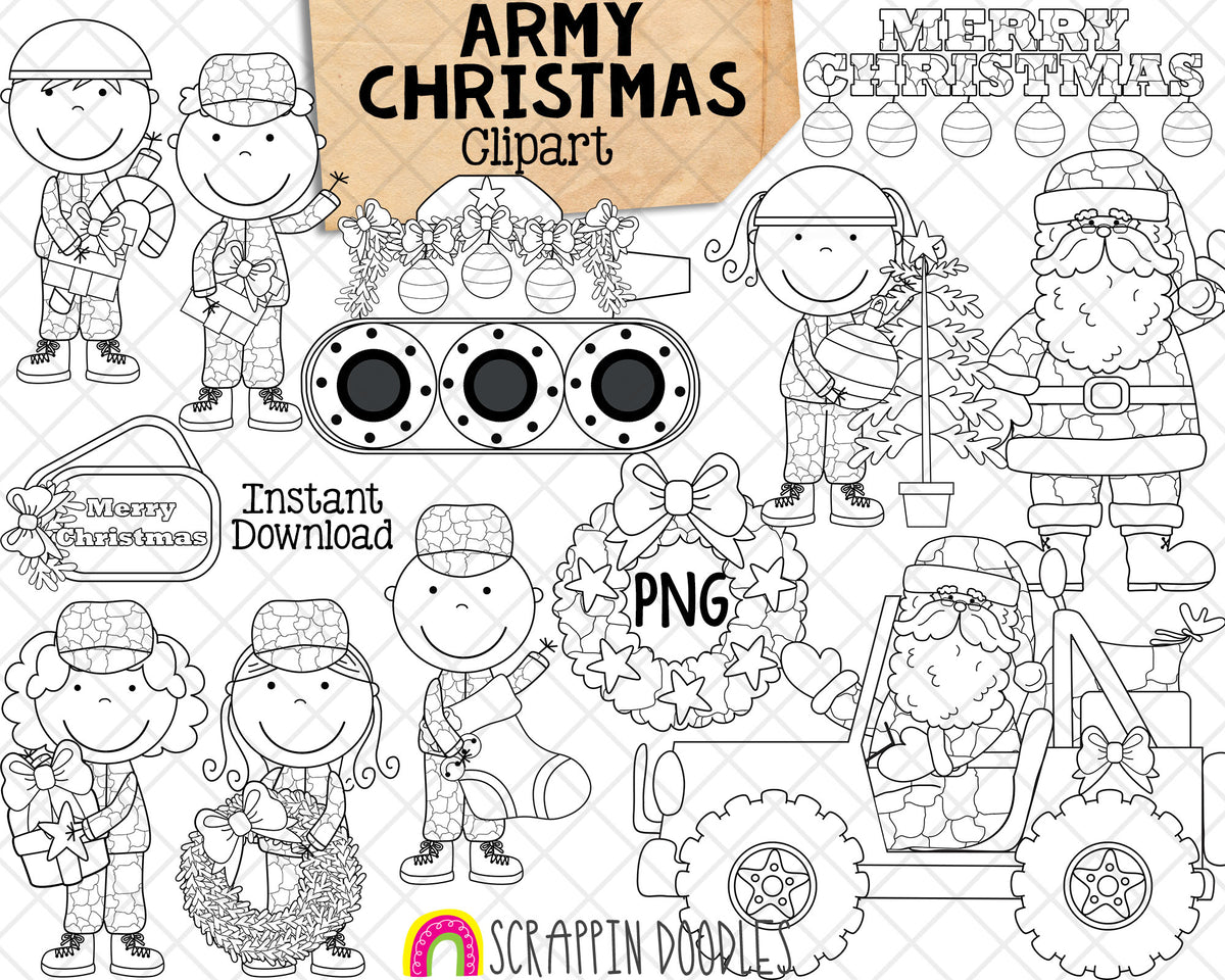 Christmas Army ClipArt - Camo Santa Claus - Christmas Army Base Graphics - Commercial Use PNG - Sublimation 