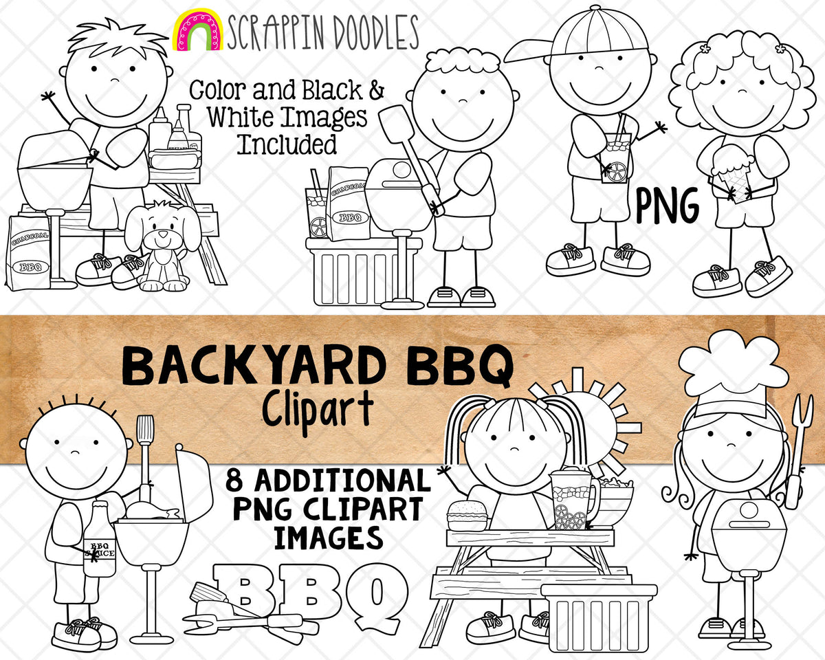 BBQ ClipArt -Barbecue Clipart - Picnic Clipart - Backyard Cookout -Grill Party Food