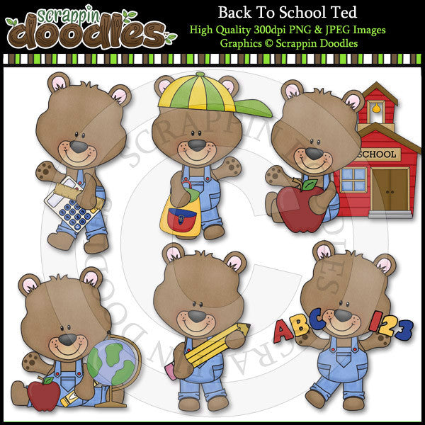 Back To School Ted - Cute Bear Clip Art