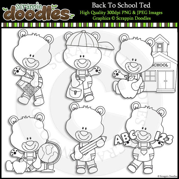 Back To School Ted - Cute Bear Clip Art