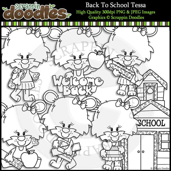 Back To School Tessa - Cute Bear Clip Art