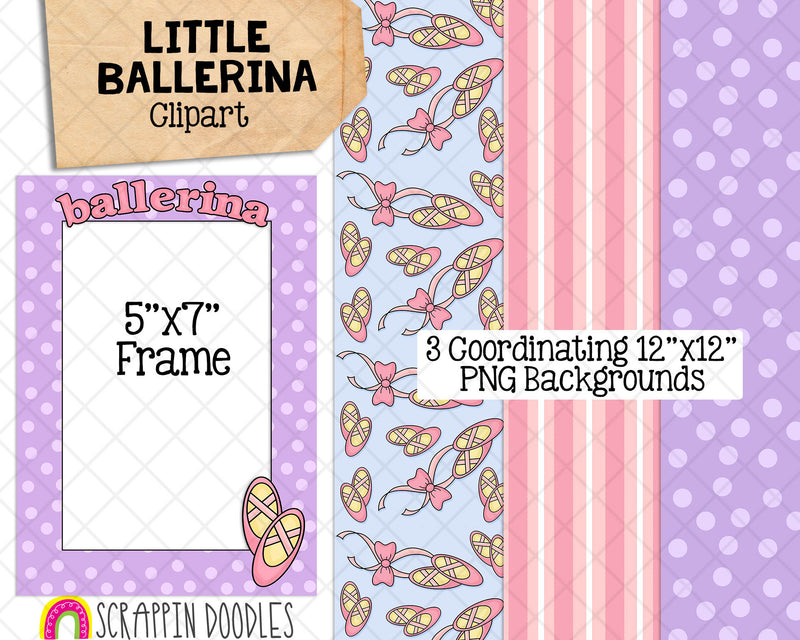 Ballerina Clip Art - Ballet Shoes - TuTu Girls Dance Graphics - Commercial Use PNG Sublimation