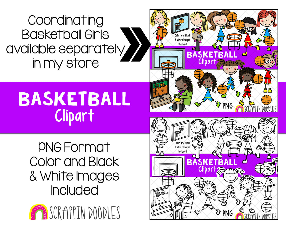 Basketball Clipart - Playing Basketball Clipart - Watching Basketball - Basketball Boys