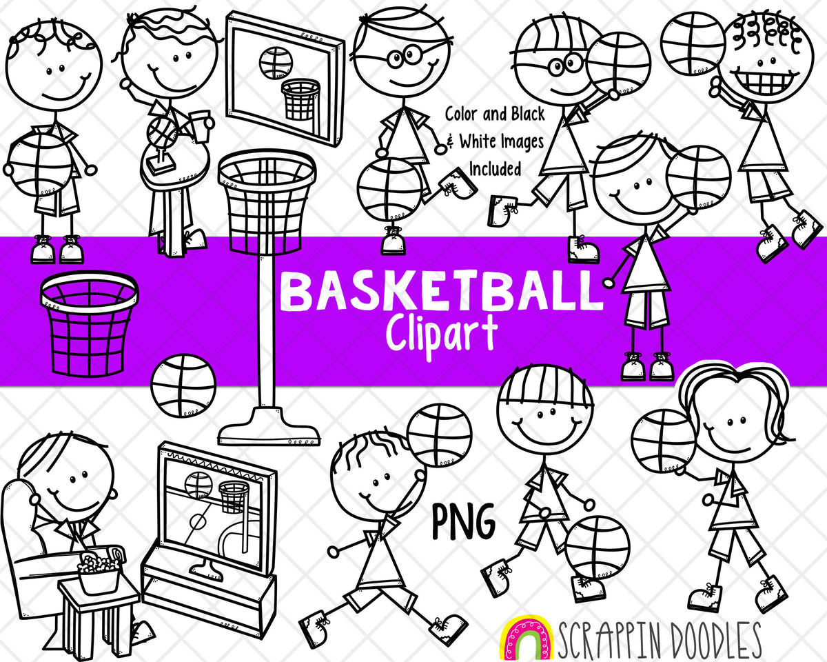 Basketball Clipart - Playing Basketball Clipart - Watching Basketball - Basketball Boys