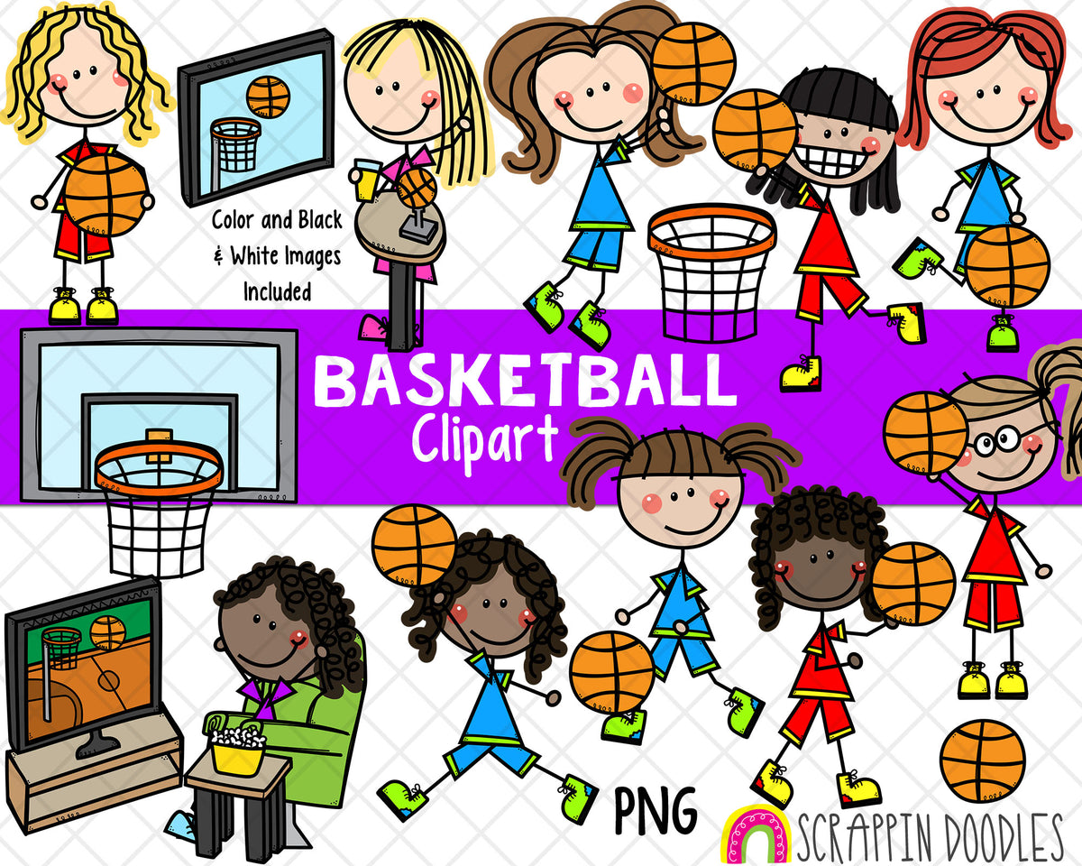 Basketball Clipart - Playing Basketball Clipart - Watching Basketball - Basketball Girls