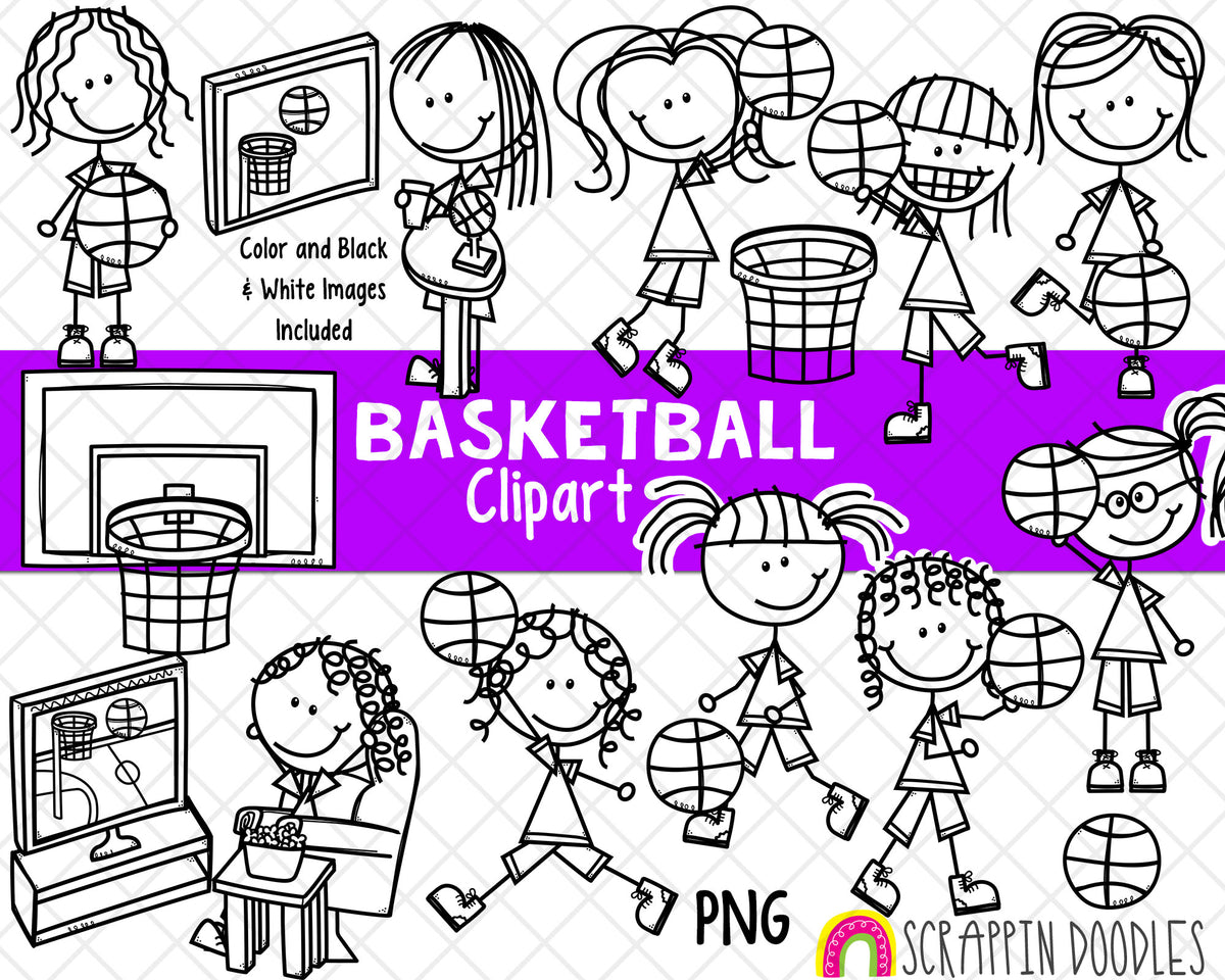 Basketball Clipart - Playing Basketball Clipart - Watching Basketball - Basketball Girls