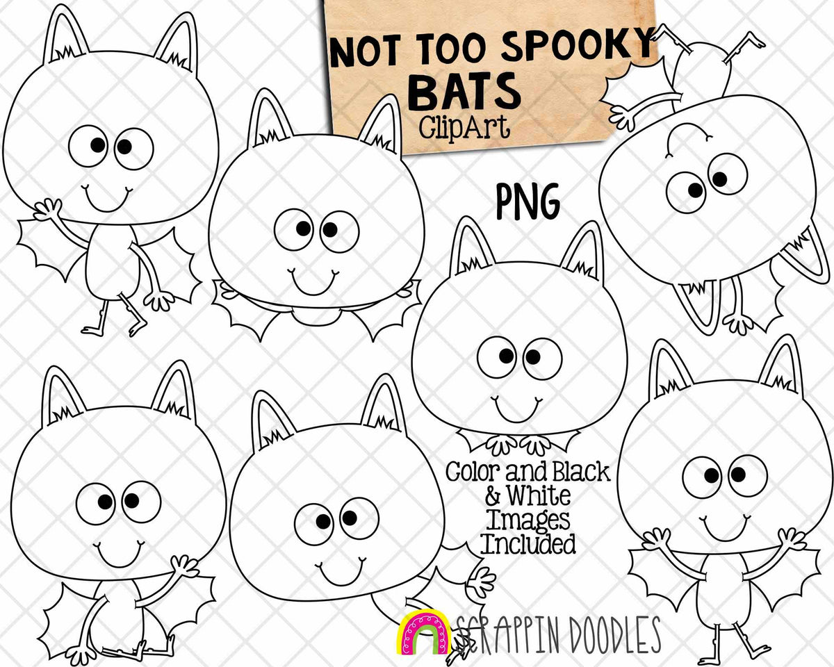 Not Too Spooky Bat ClipArt Bundle - Cute Bat Clipart - Vampire Bats - Flying Bats - Bat Patterns - Commercial Use PNG