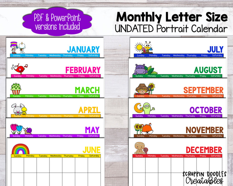 months of the year calendar clipart