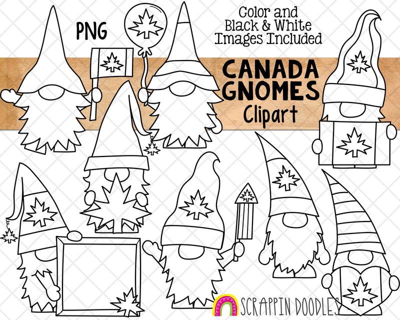 Canada Gnome ClipArt - Canada Day Gnomes - Canadian - July 1st - Patriotic Garden Gnomes - Commercial Use PNG - Sublimation Graphics