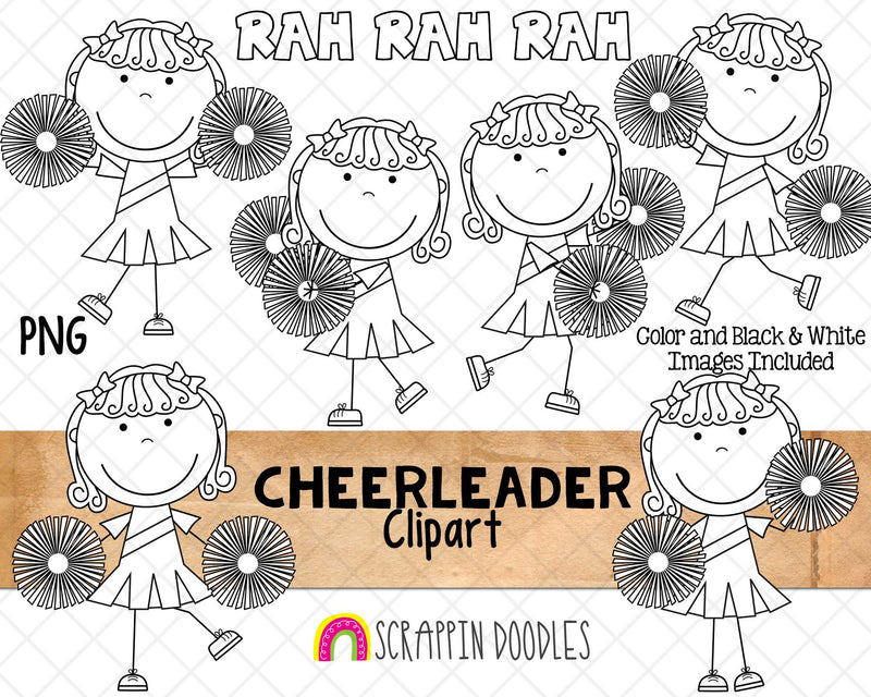 Cheerleader ClipArt - Commercial Use PNG Sublimation Graphics