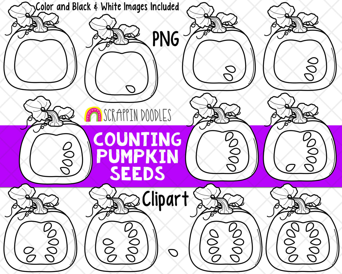 Counting Pumpkin Seeds ClipArt - Cute Pumpkin Clip Art - Math Pumpkins