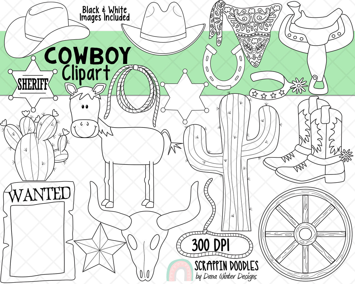 Cowboy ClipArt - Western ClipArt - Wild West Clipart - Desert ClipArt - Southwest ClipArt - Cactus ClipArt - Cactus - Spurs - Cowboy Boots 